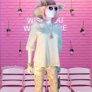 Chelsea28 White Eyelet Off-Shoulder Top XS NWT